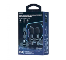 Беспроводной Remax K10 петличный с двумя микрофонами, черный