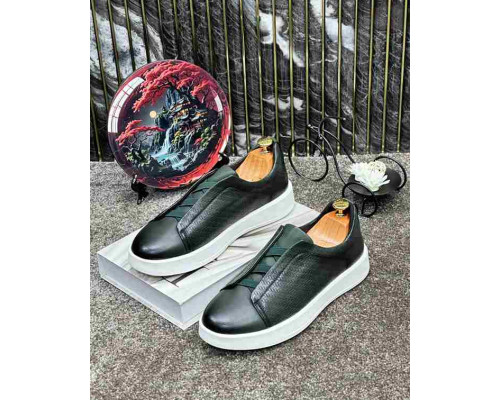 Кроссовки Ermenegildo Zegna Triple Stitch Slip On Sneaker Black.