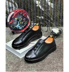 Кроссовки Ermenegildo Zegna Triple Stitch Slip On Sneaker Black.