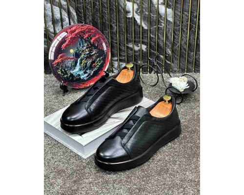 Кроссовки Ermenegildo Zegna Triple Stitch Slip On Sneaker Black.
