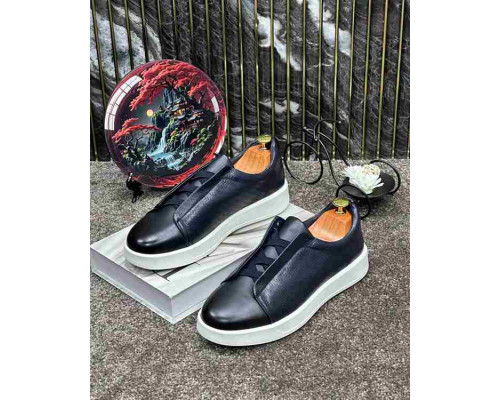 Кроссовки Ermenegildo Zegna Triple Stitch Slip On Sneaker Black.