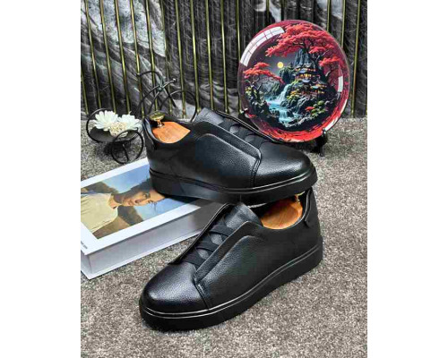 Кроссовки Ermenegildo Zegna Triple Stitch Slip On Sneaker Black.