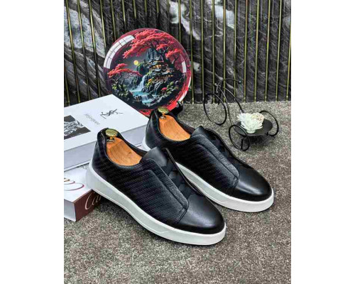 Кроссовки Ermenegildo Zegna Triple Stitch Slip On Sneaker Black.